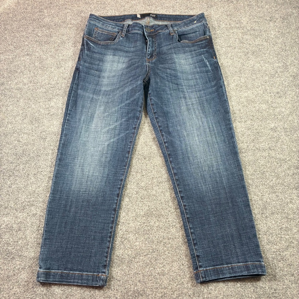 KUT from the Kloth Lauren Crop Straight Jeans Womens 12 Blue Denim